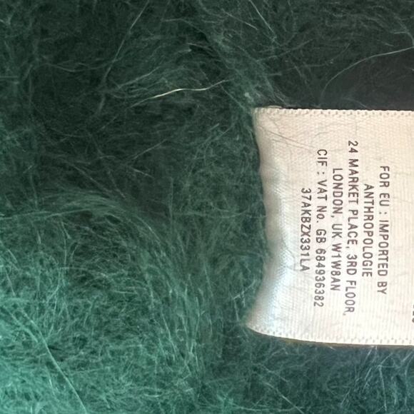 Moth Women's Size M Emerald Green Angora Rabbit Fluffy Soft Fuzzy Soft Minimal - Picture 9 of 11